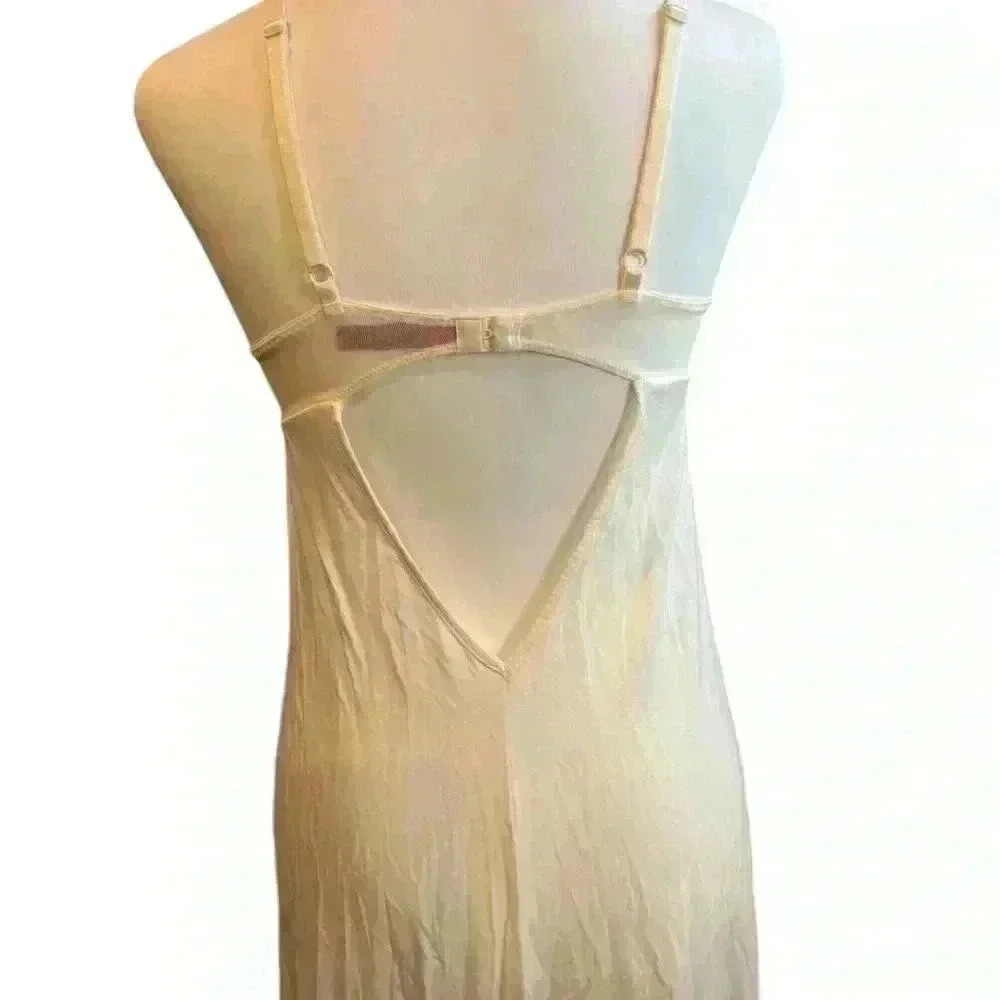 Betsey Johnson Chemise Lingerie  Nightgown Lace Trim Sheer White - Picture 4 of 6